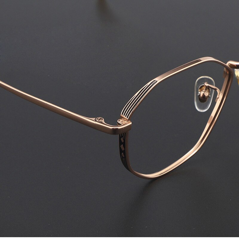 Muzz Unisex Full Rim Round Polygonal Titanium Frame Eyeglasses 32 Full Rim Muzz