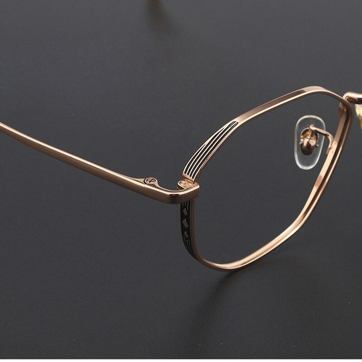 Muzz Unisex Full Rim Round Polygonal Titanium Frame Eyeglasses 32 Full Rim Muzz