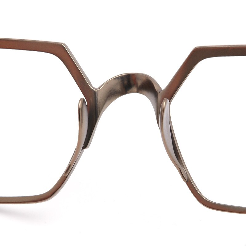 Muzz Men's Full Rim Irregular Square Brushed Titanium Acetate Frame Eyeglasses M70704 Full Rim Muzz