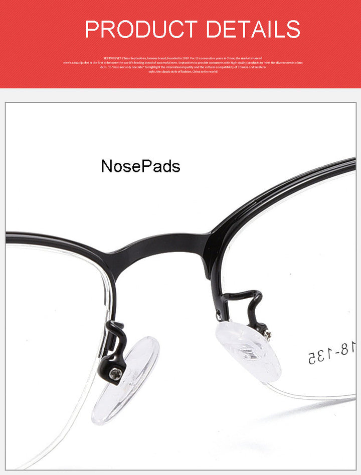 Hotony Unisex Full/Semi Rim Alloy Frame Eyeglasses 2516 Semi Rim Hotony