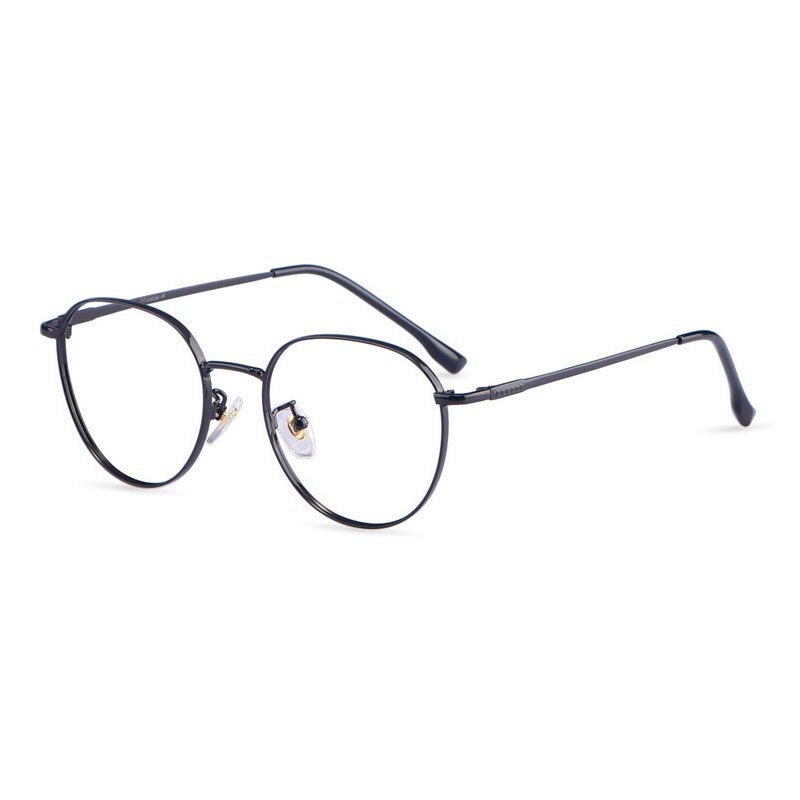 Hotony Unisex Full Rim Titanium Alloy Polygonal Frame Eyeglasses 80047 Full Rim Hotony black