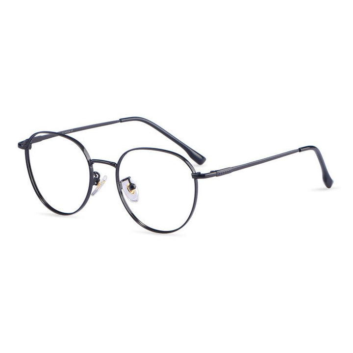 Hotony Unisex Full Rim Titanium Alloy Polygonal Frame Eyeglasses 80047 Full Rim Hotony black