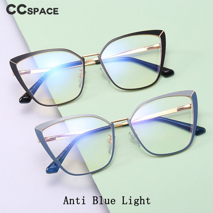 CCspace Unisex Full Rim Square Cat Eye Alloy Frame Eyeglasses 48104 Full Rim CCspace