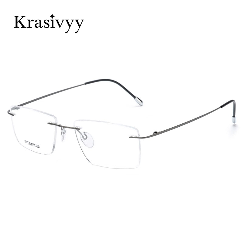 Krasivyy Unisex Rimless Square Titanium Eyeglasses Kr16011 Rimless Krasivyy