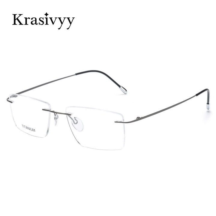 Krasivyy Unisex Rimless Square Titanium Eyeglasses Kr16011 Rimless Krasivyy