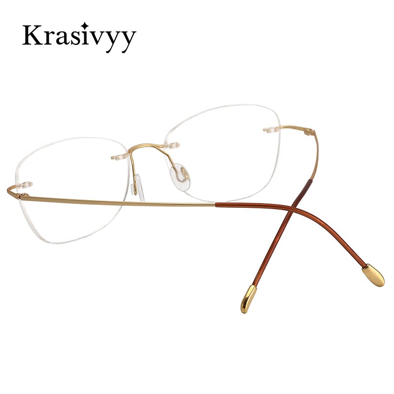 Krasivyy Unisex Rimless Oval Square Titanium Eyeglasses Kr6013 Rimless Krasivyy