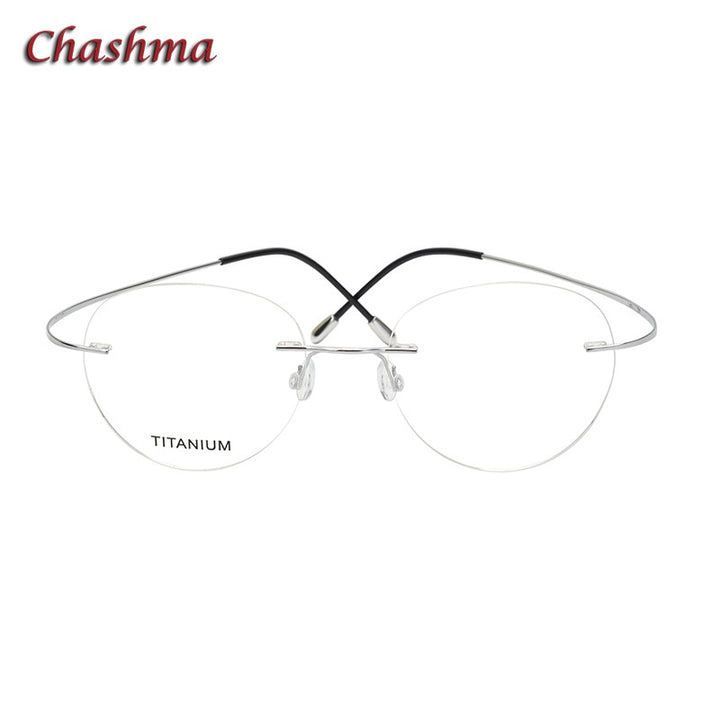 Chashma Ochki Unisex Rimless Round Titanium Eyeglasses 16017 Rimless Chashma Ochki Silver