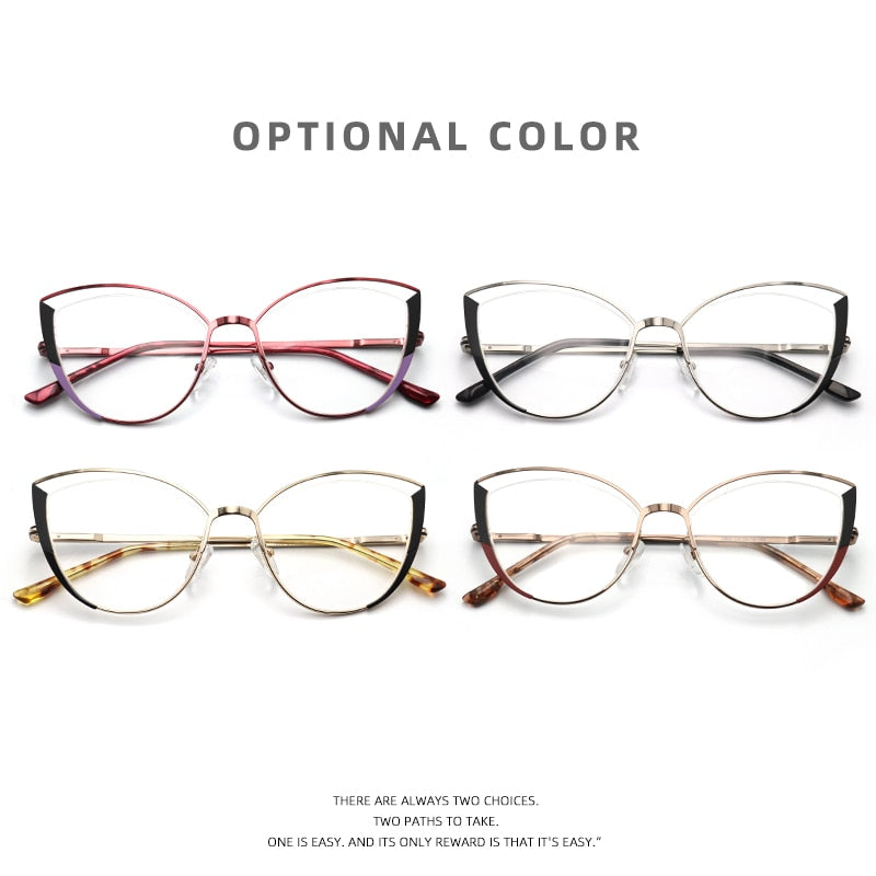 Laoyehui Women's Full Rim Cat Eye Acetate Alloy Reading Glasses Anti-Blue Light 1993 Reading Glasses Laoyehui