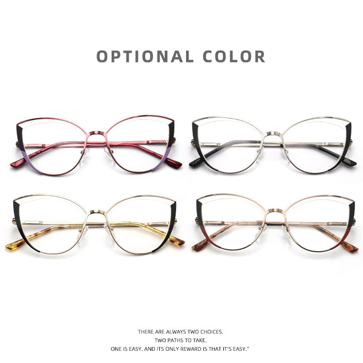 Laoyehui Women's Full Rim Cat Eye Acetate Alloy Reading Glasses Anti-Blue Light 1993 Reading Glasses Laoyehui