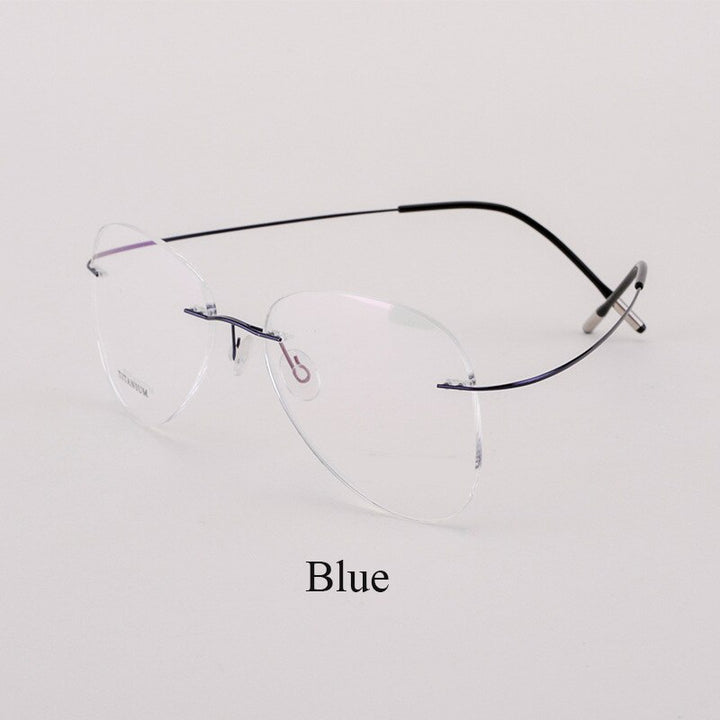Bclear Unisex Customized Rimless Oval Titanium Alloy Eyeglasses My20002 Rimless Bclear Blue