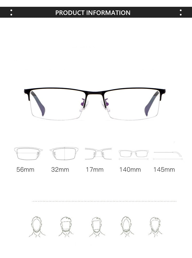 Yimaruili Men's Semi Rim Alloy Frame Eyeglasses 89032 Semi Rim Yimaruili Eyeglasses