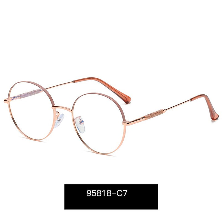 Hotony Women's Full Rim Round Alloy Frame Eyeglasses 95818 Full Rim Hotony C7