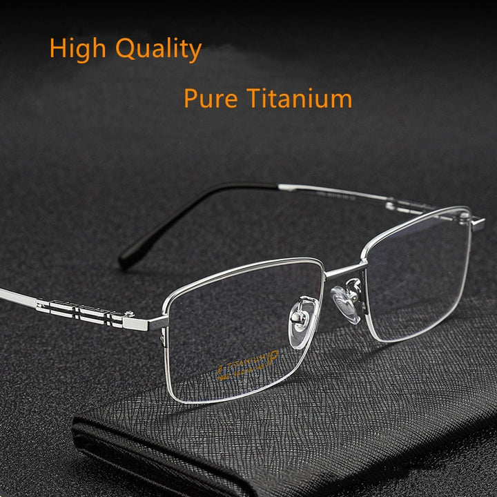 Yimaruili Men's Semi Rim β Titanium Frame Eyeglasses 1052 Semi Rim Yimaruili Eyeglasses