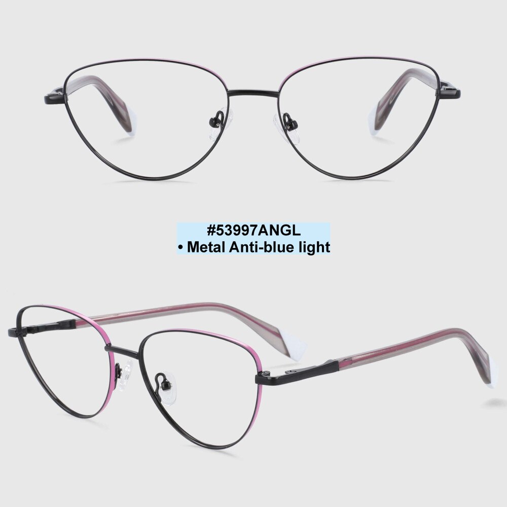 CCspace Women's Full Rim Cat Eye Alloy Frame Eyeglasses 53997 Full Rim CCspace black pink