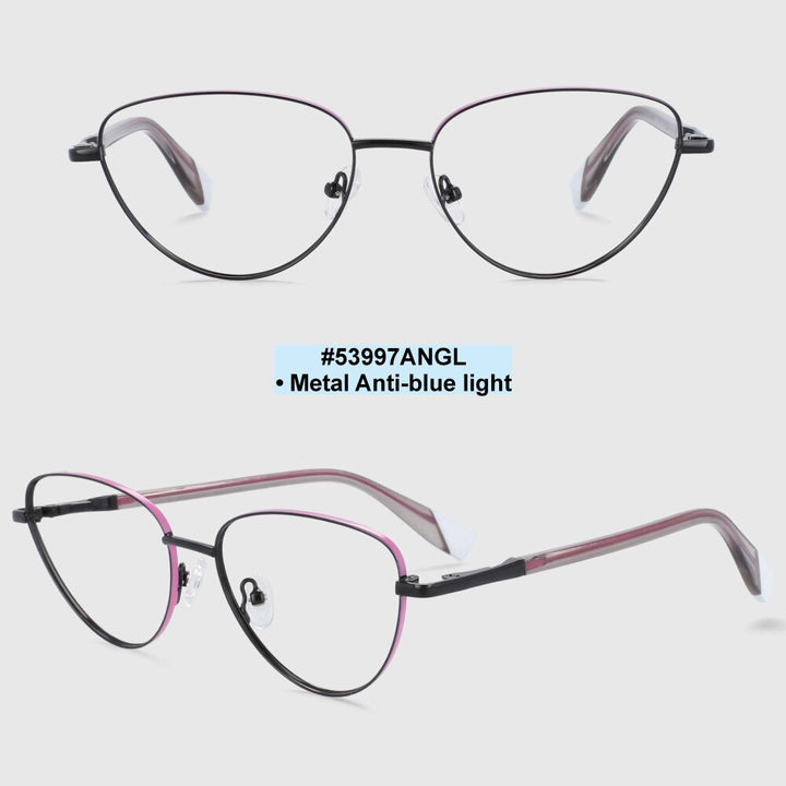 CCspace Women's Full Rim Cat Eye Alloy Frame Eyeglasses 53997 Full Rim CCspace black pink