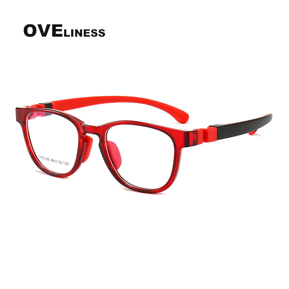 Oveliness Unisex Children's Full Rim Square Round Tr 90 Titanium Eyeglasses Olp06 Full Rim Oveliness C2
