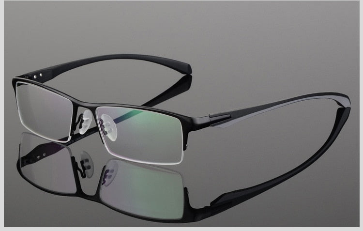 Hotochki Men's Semi Rim IP Electronic Plated Alloy Frame Eyeglasses 9065 Semi Rim Hotochki