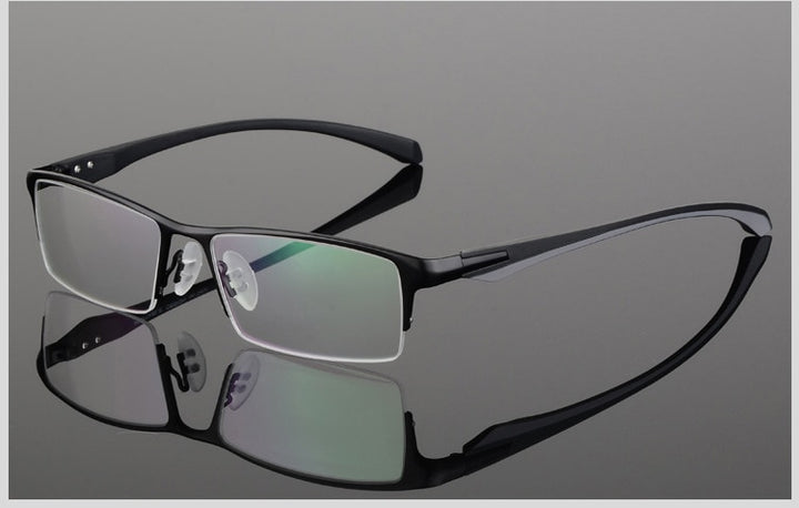 Hotochki Men's Semi Rim IP Electronic Plated Alloy Frame Eyeglasses 9065 Semi Rim Hotochki