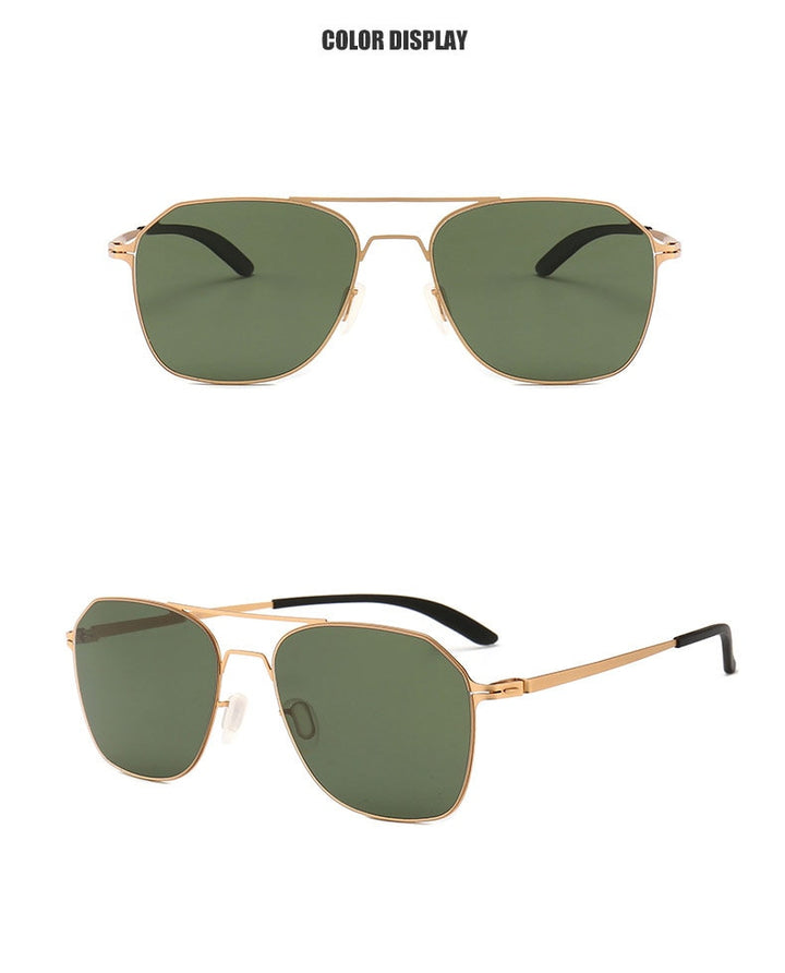 Reven Jate Men's Full Rim Square Double Bridge Alloy Polarized Sunglasses 7704 Sunglasses Reven Jate