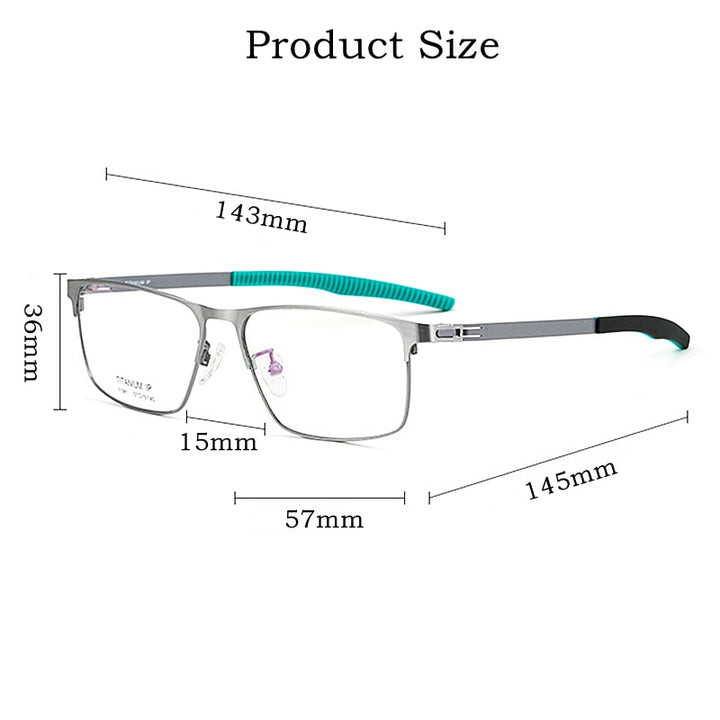 Yimaruili Men's Full Rim Square β Titanium Frame Eyeglasses F1981 Full Rim Yimaruili Eyeglasses