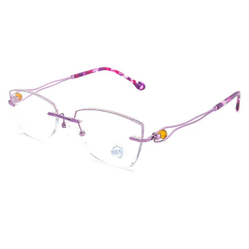Reven Jate Women's Eyeglasses Titanium Rimless Diamond Cutting 2534 Rimless Reven Jate