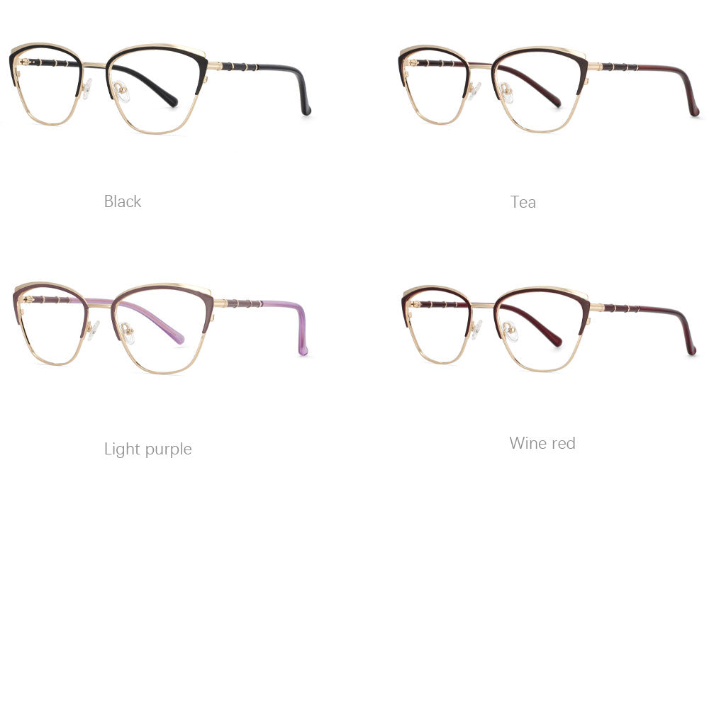 CCspace Women's Full Rim Square Cat Eye Alloy Frame Eyeglasses 53867 Full Rim CCspace