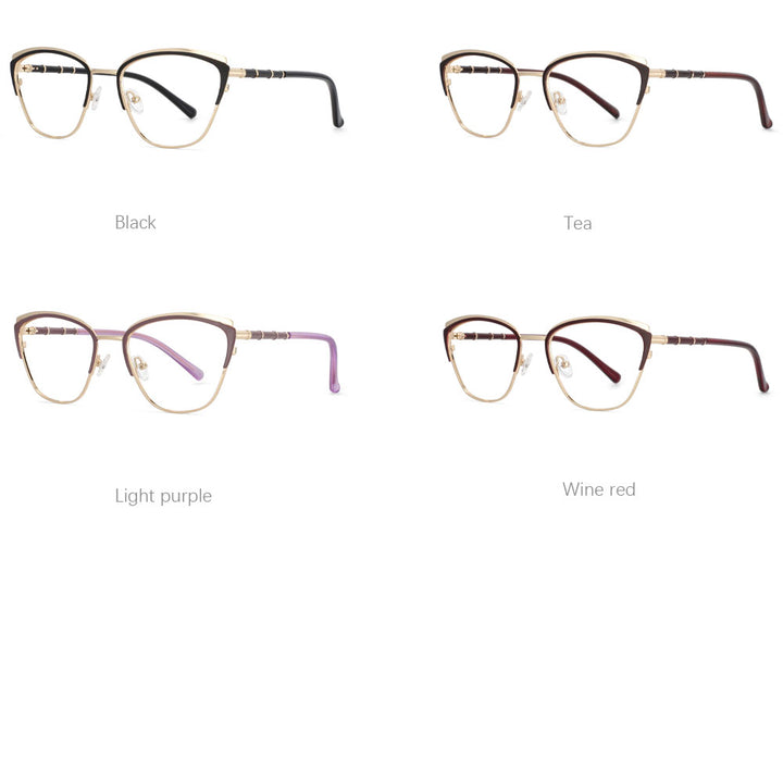 CCspace Women's Full Rim Square Cat Eye Alloy Frame Eyeglasses 53867 Full Rim CCspace