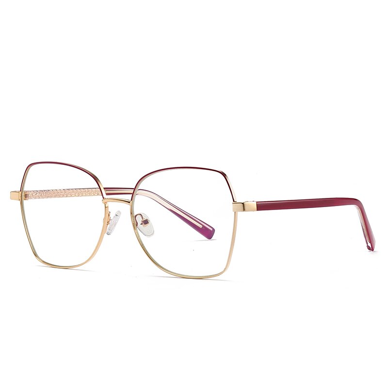 Hotochki Women's Full Rim Polygon TR-90 Resin Alloy Frame Eyeglasses 3004 Full Rim Hotochki Red