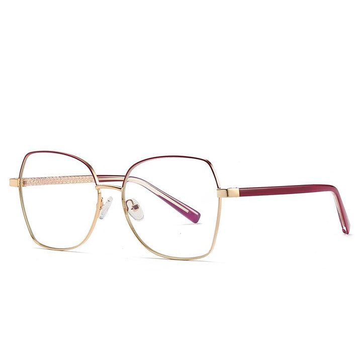 Hotochki Women's Full Rim Polygon TR-90 Resin Alloy Frame Eyeglasses 3004 Full Rim Hotochki Red
