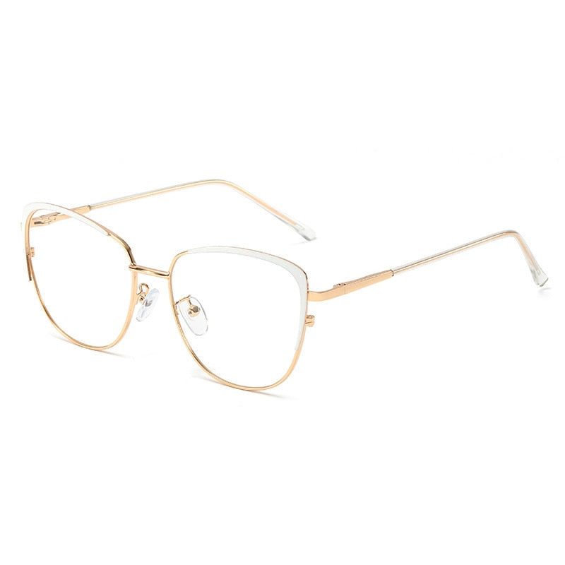 CCspace Unisex Full Rim Cat Eye Alloy Frame Eyeglasses 48183 Full Rim CCspace C8white