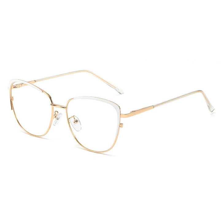 CCspace Unisex Full Rim Cat Eye Alloy Frame Eyeglasses 48183 Full Rim CCspace C8white