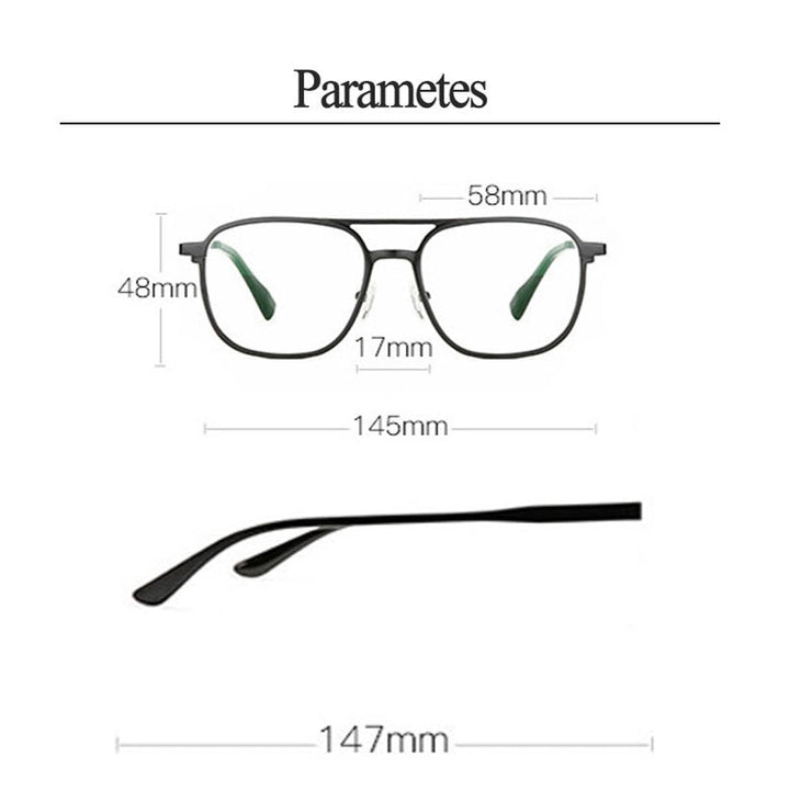 Hotochki Men's Full Rim Square Alloy Frame Eyeglasses 6113 Full Rim Hotochki