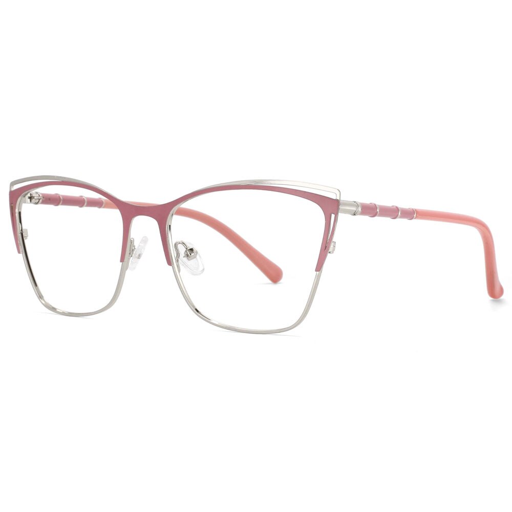 CCspace Unisex Full Rim Square Alloy Frame Eyeglasses 53869 Full Rim CCspace Pink