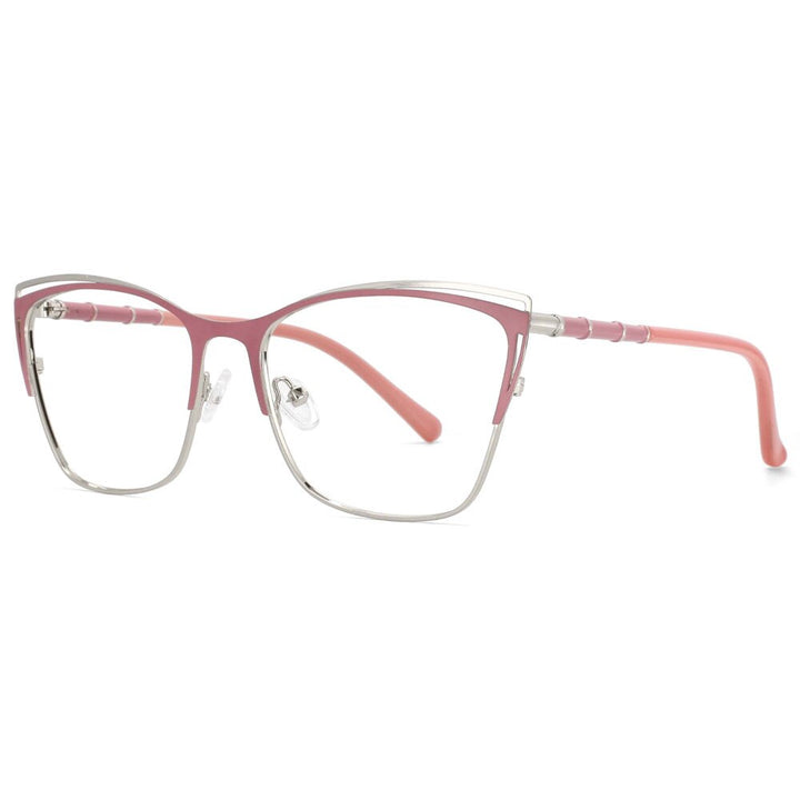 CCspace Unisex Full Rim Square Alloy Frame Eyeglasses 53869 Full Rim CCspace Pink