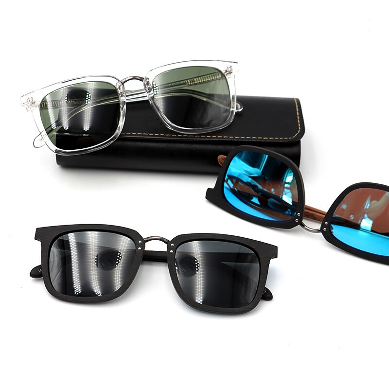 Hdcrafter Men's Full Rim Square Frame Polarized Wood Sunglasses Ps70851 Sunglasses HdCrafter Sunglasses