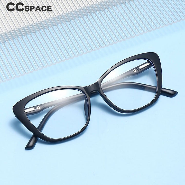 CCspace Unisex Full Rim Cat Eye Tr 90 Titanium Eyeglasses Clip On Sunglasses 53880 With Clip Ons CCspace