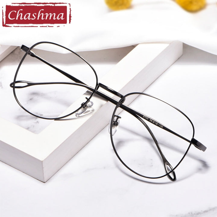 Chashma Ottica Unisex Full Rim Round Square Stainless Steel Eyeglasses Full Rim Chashma Ottica