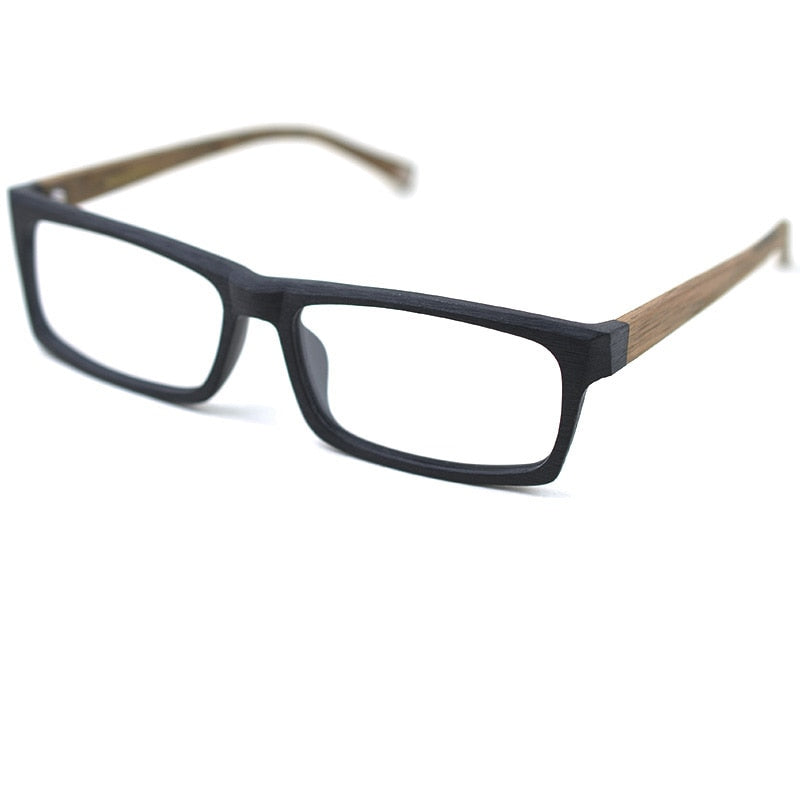 Hdcrafter Men's Full Rim Rectangle Wood Frame Eyeglasses Ps8005 Full Rim Hdcrafter Eyeglasses