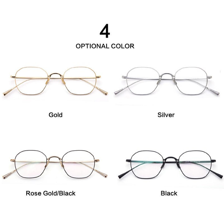 Muzz Unisex Full Rim Polygonal Square Titanium Frame Eyeglasses 8056 Full Rim Muzz