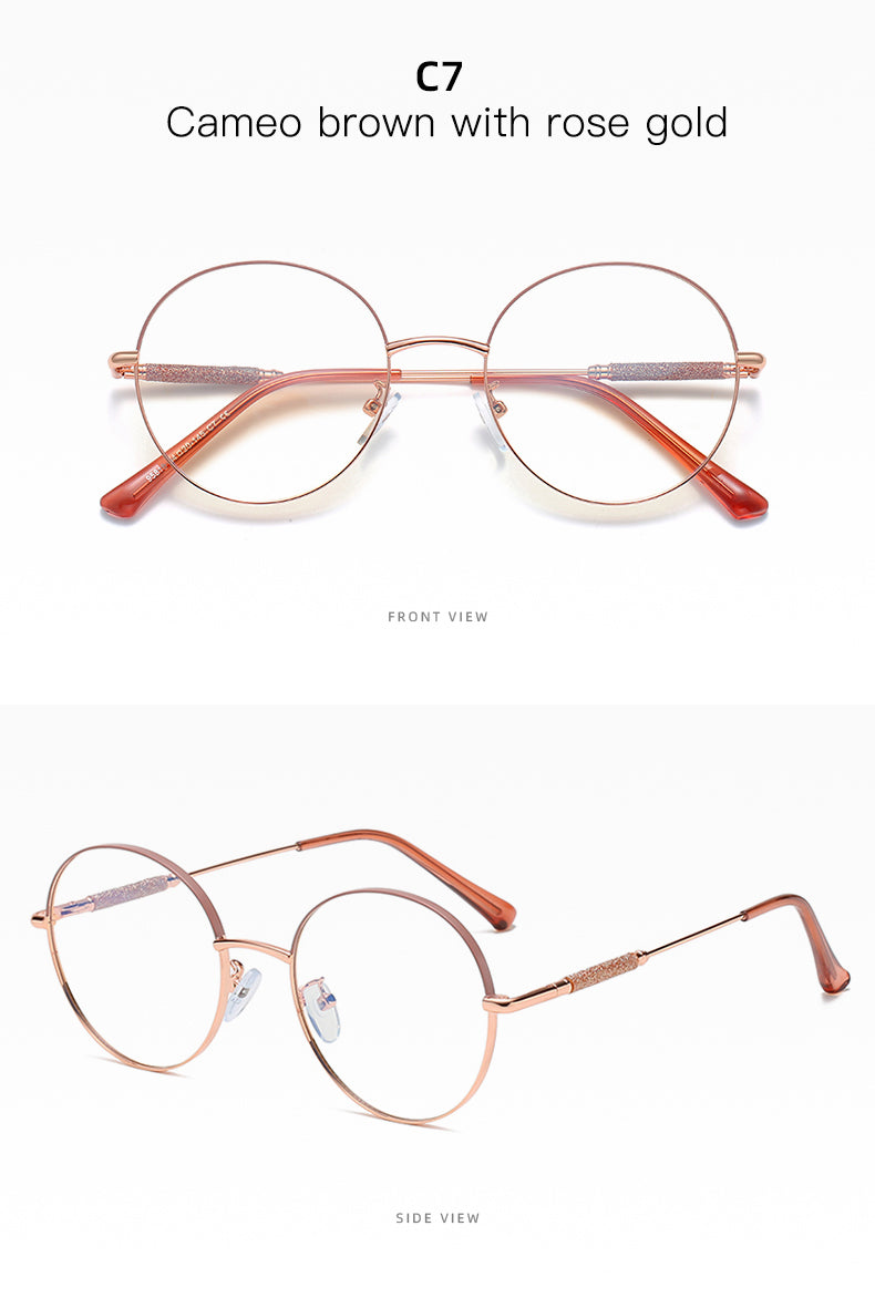 Hotony Women's Full Rim Round Alloy Frame Eyeglasses 95818 Full Rim Hotony