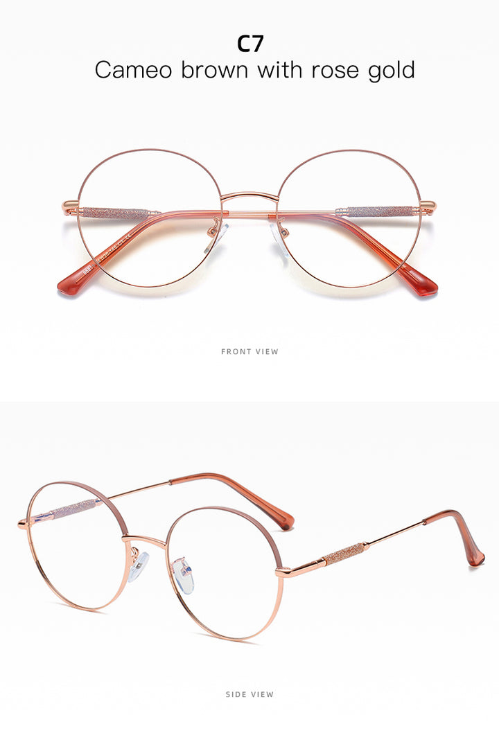 Hotony Women's Full Rim Round Alloy Frame Eyeglasses 95818 Full Rim Hotony