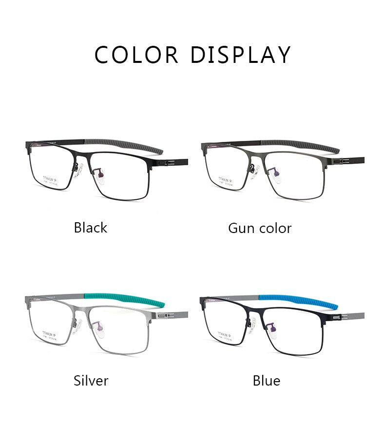 Hotochki Men's Full Rim Titanium Square Frame Eyeglasses F1981 Full Rim Hotochki