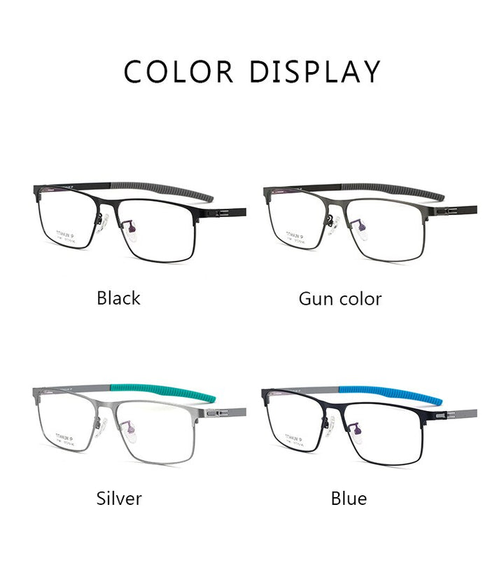 Hotochki Men's Full Rim Titanium Square Frame Eyeglasses F1981 Full Rim Hotochki