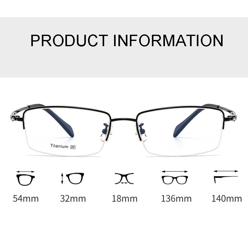 Hotochki Men's Semi Rim Titanium Frame Eyeglasses 8906 Semi Rim Hotochki