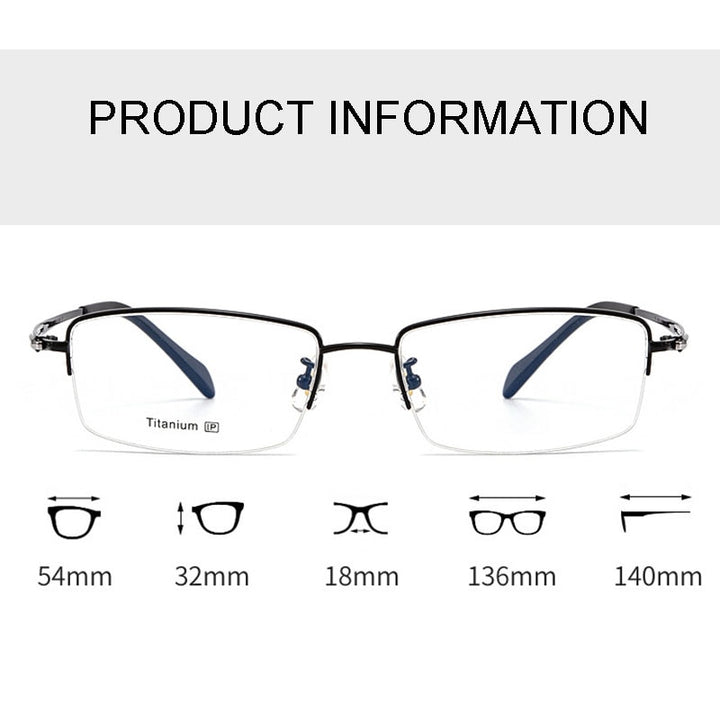 Hotochki Men's Semi Rim Titanium Frame Eyeglasses 8906 Semi Rim Hotochki