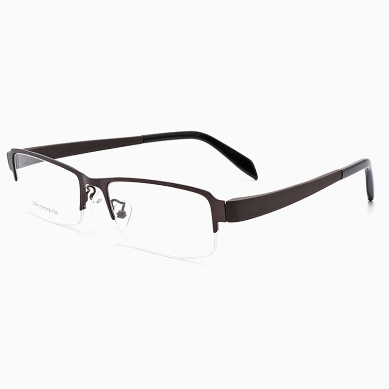 Hotochki Men's Full/Semi Rim Alloy Frame Eyeglasses D849/D845 Semi Rim Hotochki Coffee-Half