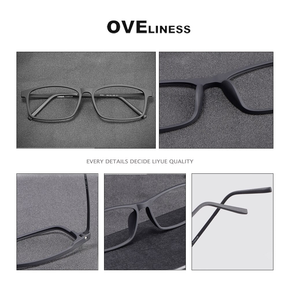 Oveliness Unisex Full Rim Square Ultem Resin Titanium Eyeglasses Ol20p99 Full Rim Oveliness
