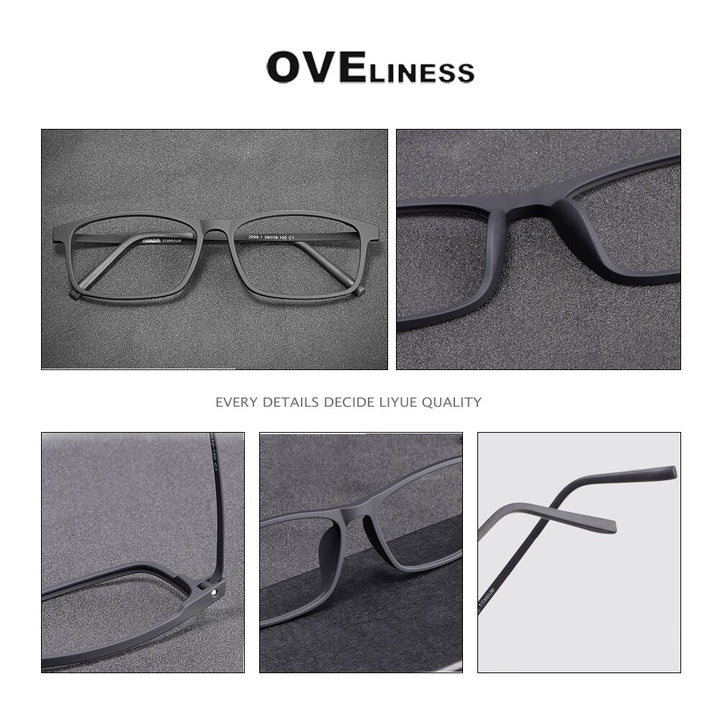Oveliness Unisex Full Rim Square Ultem Resin Titanium Eyeglasses Ol20p99 Full Rim Oveliness