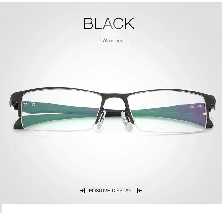 Hdcrafter Men's Semi Rim TR 90 Titanium Rectangle Frame Eyeglasses 9065 Semi Rim Hdcrafter Eyeglasses