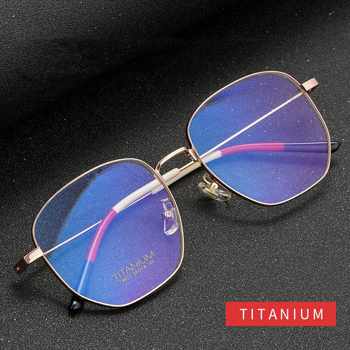 Yimaruili Unisex Full Rim Titanium Polygon Frame Eyeglasses T8821 Full Rim Yimaruili Eyeglasses